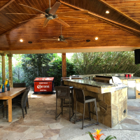 Large Covered Patio in Houston Offers Permanently Heated, Waterproof Gathering Space