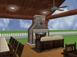Covered Patio with Ceiling Fans
