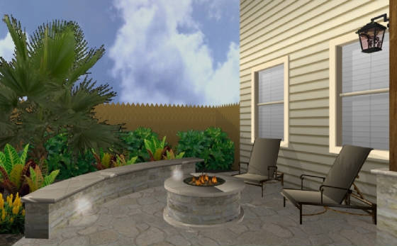 Fire Pit 3d computer rendering