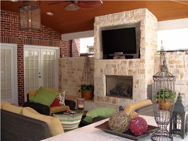 Patio design in Houston is often increasingly incorporating outdoor TVs, outdoor media centers and other outdoor audio-visual systems for watching football on TV. Such spaces also include outdoor heating like fireplaces, fire pits and outdoor heaters for game days during winter. More at www.outdoorhomescapes.com