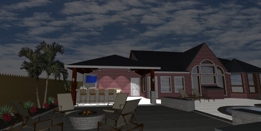 backyard design 3d rendering