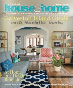 Cover of House and Home magazine May 2014 issue. Part of a blog post on www.outdoorhomescapes.com by Outdoor Homescapes of Houston on Houston outdoor kitchens. Article referenced in blog post is "What's Cooking Outside?" and starts on page 32. The article talks about how Houston outdoor kitchens are trending toward multiple grills. More at www.outdoorhomescapes.com/blog