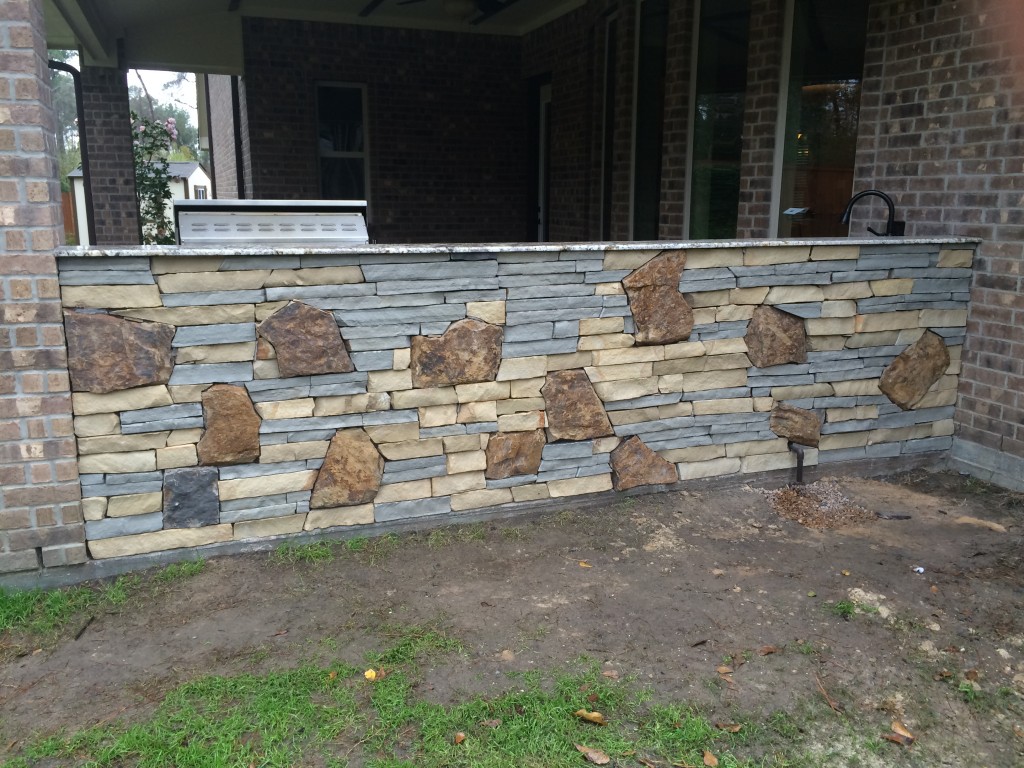  Outdoor living space - in Houston, it's all about beautiful, timeless, durable materials like natural stone. This outdoor kitchen and patio cover by Outdoor Homescapes of Houston features a unique, custom blend of three different stones in a rustic palette called "Iron Bridge." More at www.outdoorhomescapes.com.