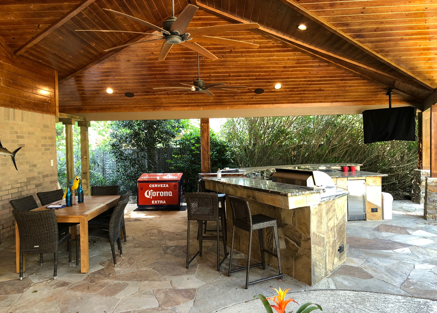 Large Covered Patio In Houston Offers Permanently Heated